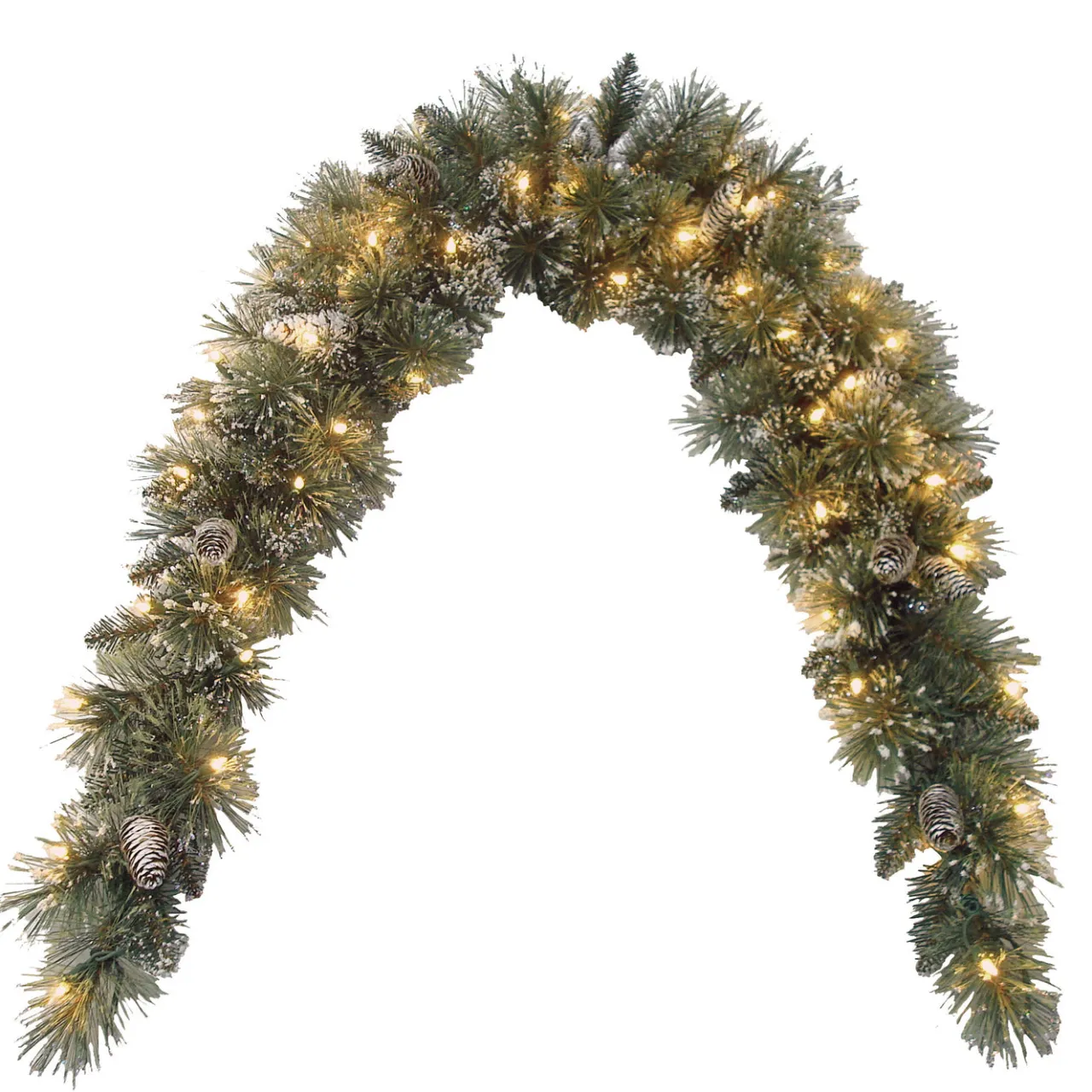 Best National Tree Company 6 ft. Pre-Lit Glittery Bristle Pine Mantel Swag with Clear Lights