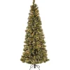 Online National Tree Company 7.5 ft. Pre-Lit Glittery Bristle Slim Tree with LED Lights