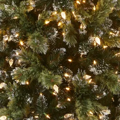 Online National Tree Company 7.5 ft. Pre-Lit Glittery Bristle Slim Tree with LED Lights