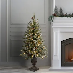 National Tree Company 4 ft. Pre-Lit Glittery Bristle Tree with Clear Lights