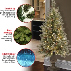 National Tree Company 4 ft. Pre-Lit Glittery Bristle Tree with Clear Lights