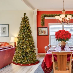 Clearance National Tree Company 7.5 ft. Pre-Lit Glittery Bristle Slim Tree with Clear Lights