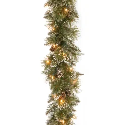 Clearance National Tree Company 6 ft. Pre-Lit Glittery Bristle Pine Garland with LED Lights