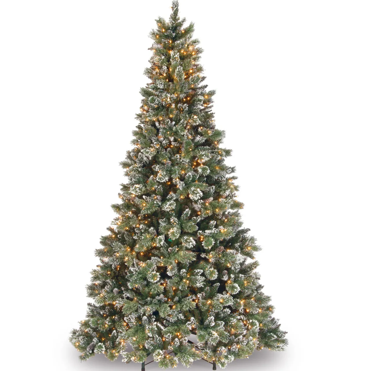 Clearance National Tree Company 9 ft. Pre-Lit Glittery Bristle Pine Tree with Clear Lights