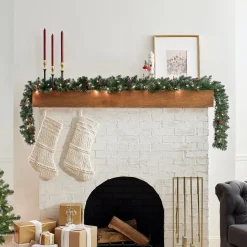 Discount National Tree Company 9 ft. Pre-Lit Glittery Mountain Spruce Garland with Clear Lights