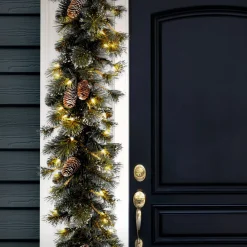 Clearance National Tree Company 9 ft. Pre-Lit Glittery Pine Garland with Clear Lights