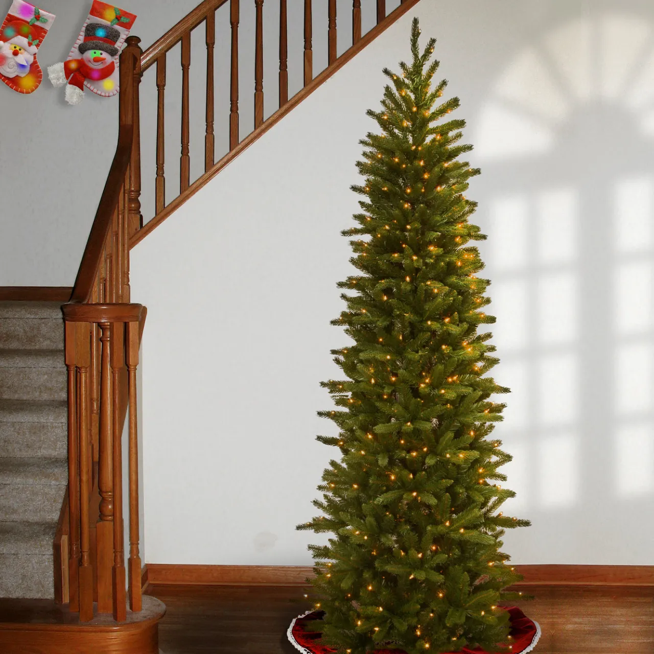 National Tree Company 6.5 ft. Pre-Lit Grande Fir Pencil Slim Tree with Clear Lights