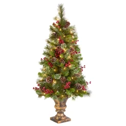 Sale National Tree Company 4 ft. Pre-Lit Iced Berry Pine Entrance Tree with Clear Lights