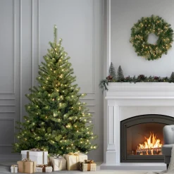 Online National Tree Company 6 ft. Pre-Lit Kincaid Spruce Tree with Clear Lights