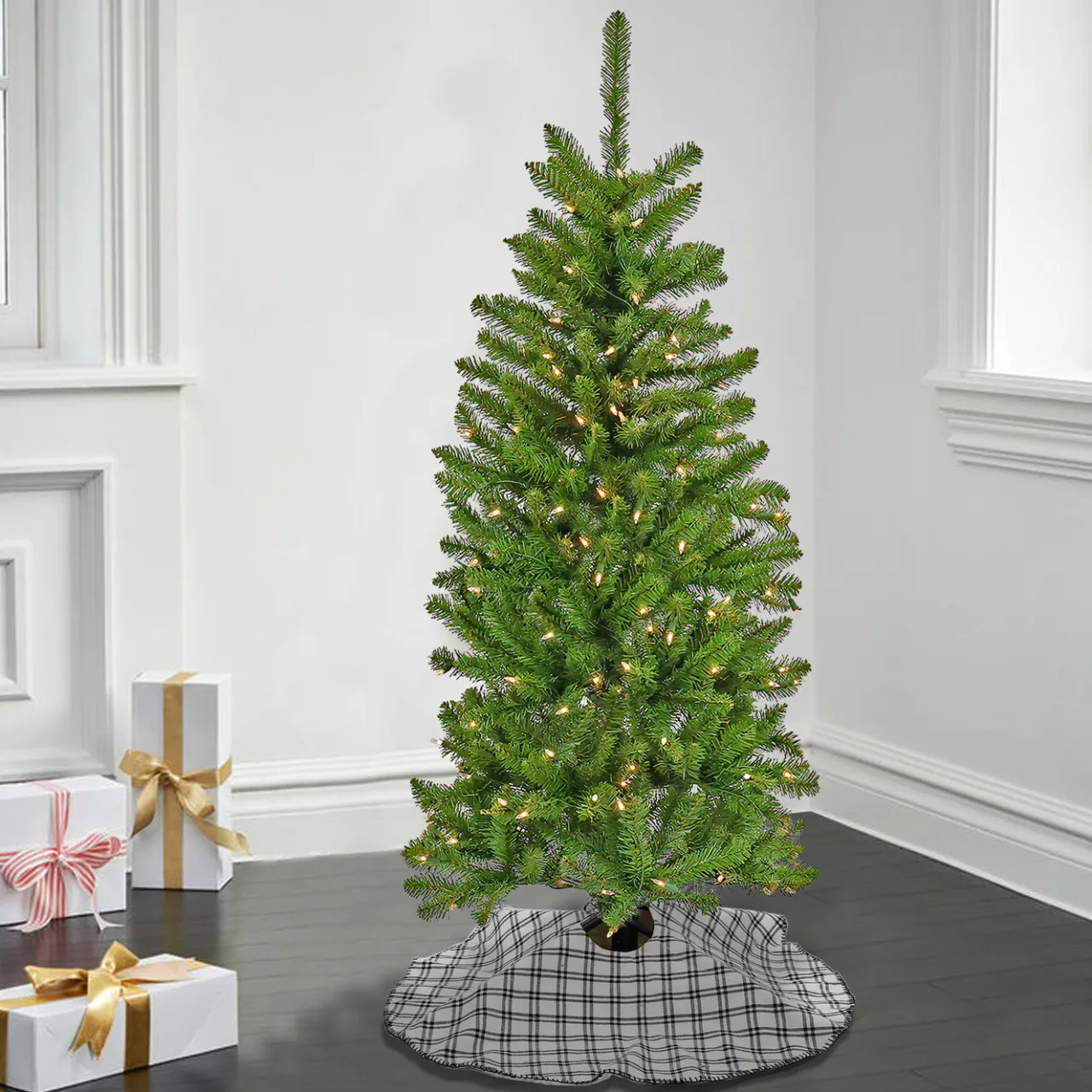 Online National Tree Company 4.5 ft. Pre-Lit Kingswood Fir Pencil Tree with Clear Lights