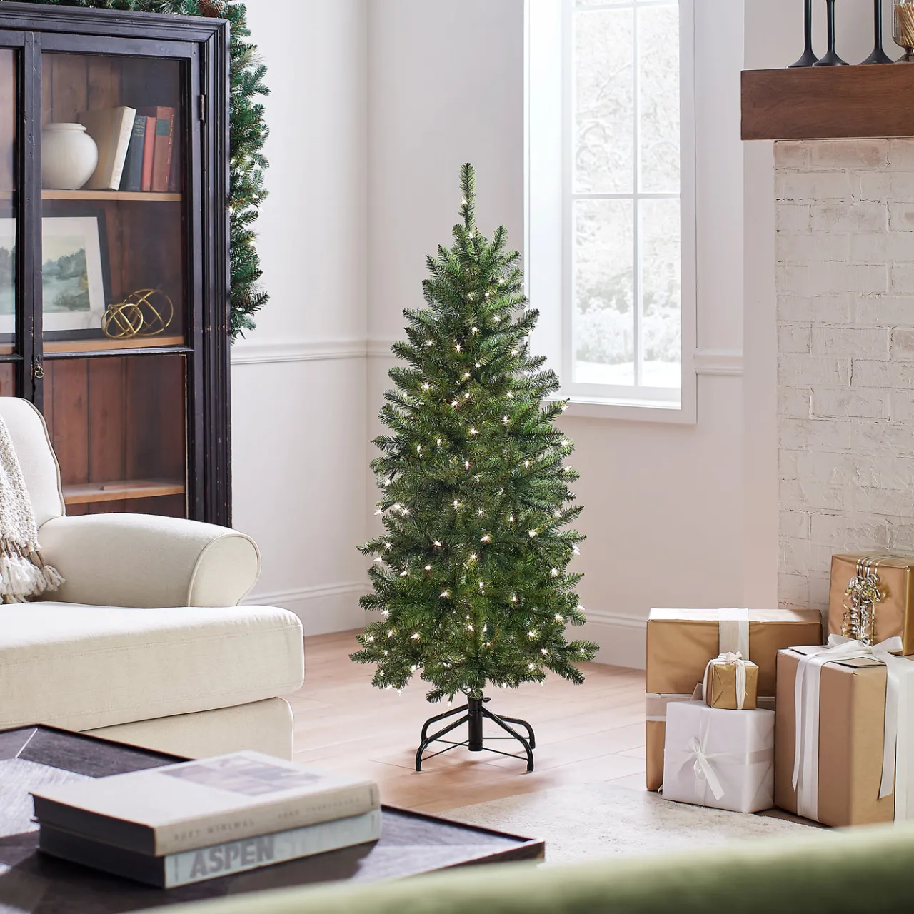 Online National Tree Company 4.5 ft. Pre-Lit Kingswood Fir Pencil Tree with Clear Lights