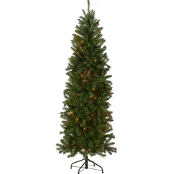 Best National Tree Company 6.5 ft. Pre-Lit Kingswood Fir Pencil Tree with Multicolor Lights