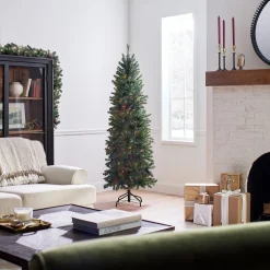 Best National Tree Company 6.5 ft. Pre-Lit Kingswood Fir Pencil Tree with Multicolor Lights