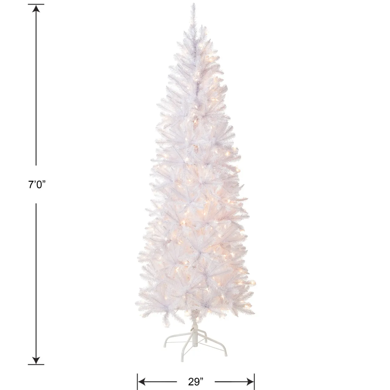 New National Tree Company 7 ft. Pre-Lit Kingswood Fir White Pencil Tree with Clear Lights