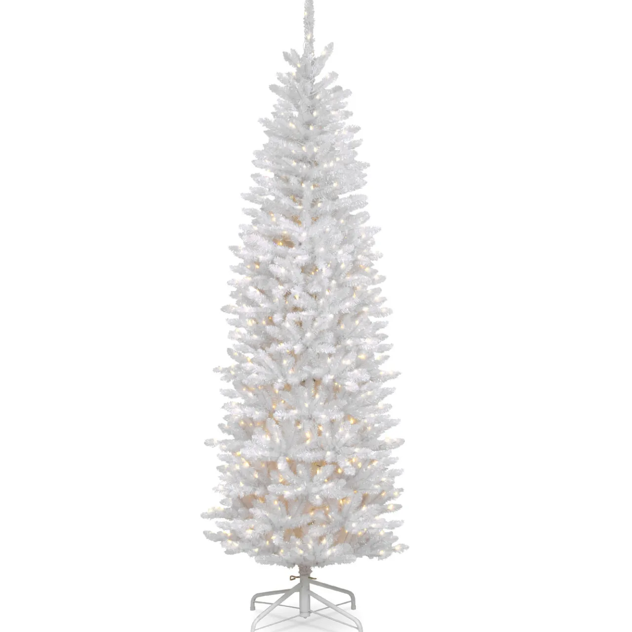 New National Tree Company 7 ft. Pre-Lit Kingswood Fir White Pencil Tree with Clear Lights