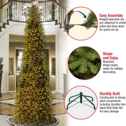 Sale National Tree Company 14 ft. Pre-Lit Kingswood Fir Pencil Tree with Clear Lights