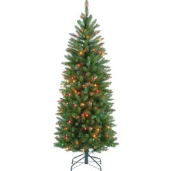 Hot National Tree Company 4.5 ft. Pre-Lit Kingswood Fir Pencil Tree with Multicolor Lights