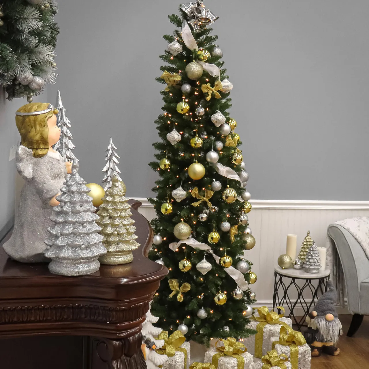 Discount National Tree Company 7.5 ft. Pre-Lit Kingswood Fir Pencil Tree with Clear Lights