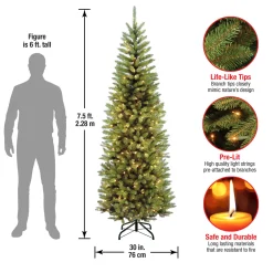 Discount National Tree Company 7.5 ft. Pre-Lit Kingswood Fir Pencil Tree with Clear Lights