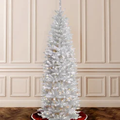 National Tree Company 6.5 ft. Pre-Lit Kingswood Fir White Pencil Tree with Clear Lights