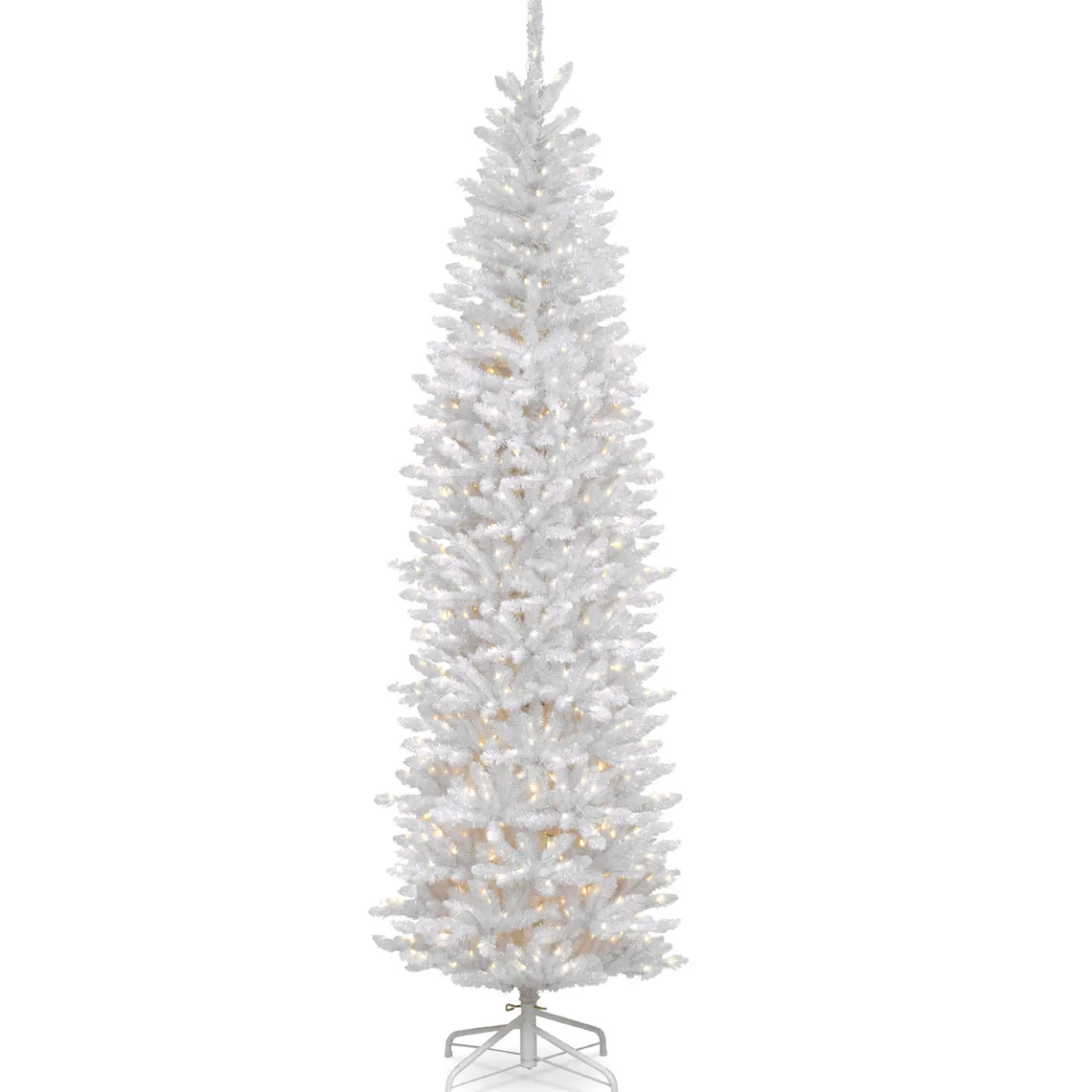 New National Tree Company 7.5 ft. Pre-Lit Kingswood Fir White Pencil Tree with Clear Lights