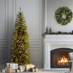 Hot National Tree Company 6.5 ft. Pre-Lit Kingswood Fir Pencil Tree with Clear Lights