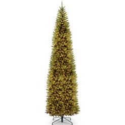 Online National Tree Company 12 ft. Pre-Lit Kingswood Fir Pencil Slim Tree with Clear Lights