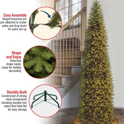 Online National Tree Company 12 ft. Pre-Lit Kingswood Fir Pencil Slim Tree with Clear Lights