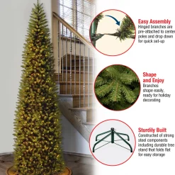 Discount National Tree Company 9 ft. Pre-Lit Kingswood Fir Pencil Tree with Clear Lights