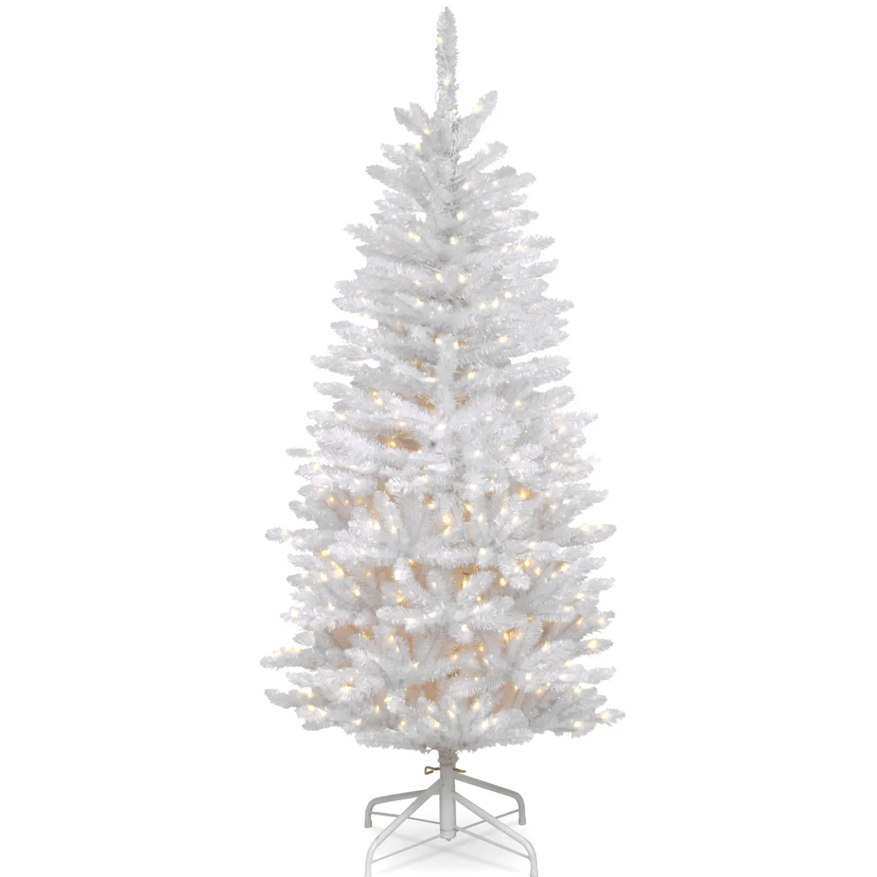 Outlet National Tree Company 4.5 ft. Pre-Lit Kingswood Fir White Pencil Tree with Clear Lights