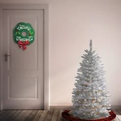 Outlet National Tree Company 4.5 ft. Pre-Lit Kingswood Fir White Pencil Tree with Clear Lights