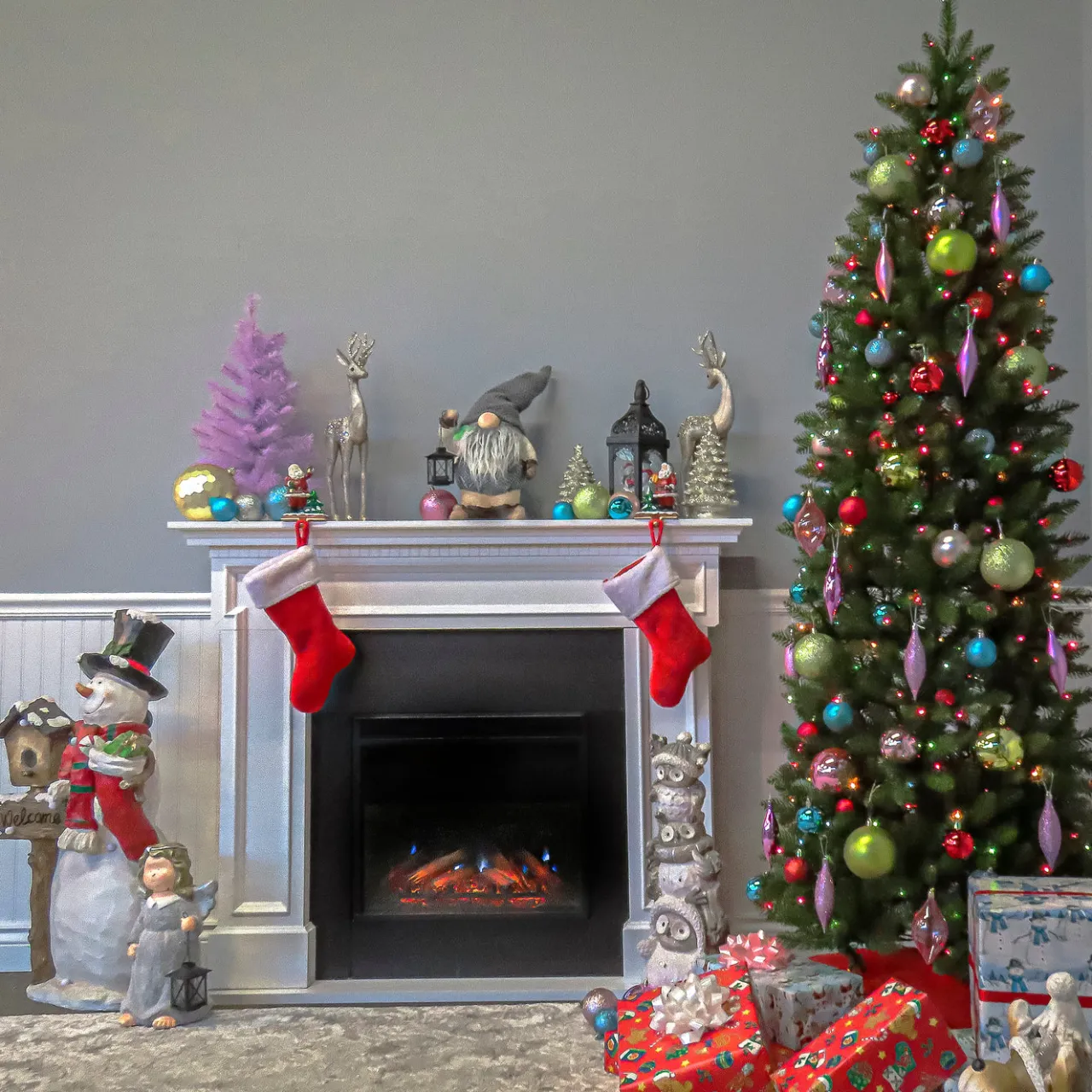 Best National Tree Company 7 ft. Pre-Lit Kingswood Fir Pencil Tree with Multicolor Lights