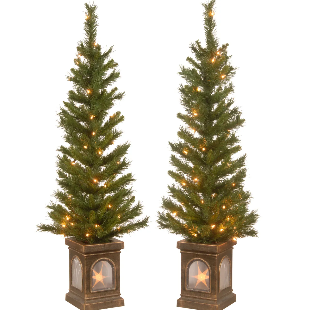 Sale National Tree Company 4 ft. Pre-Lit Leigh Valley Tree Set with Clear Lights