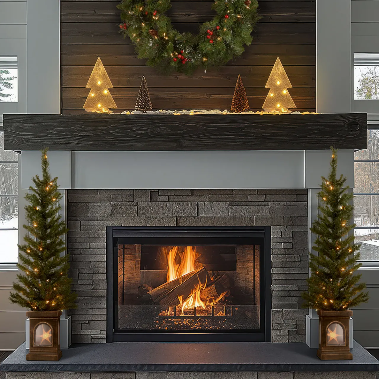 Sale National Tree Company 4 ft. Pre-Lit Leigh Valley Tree Set with Clear Lights