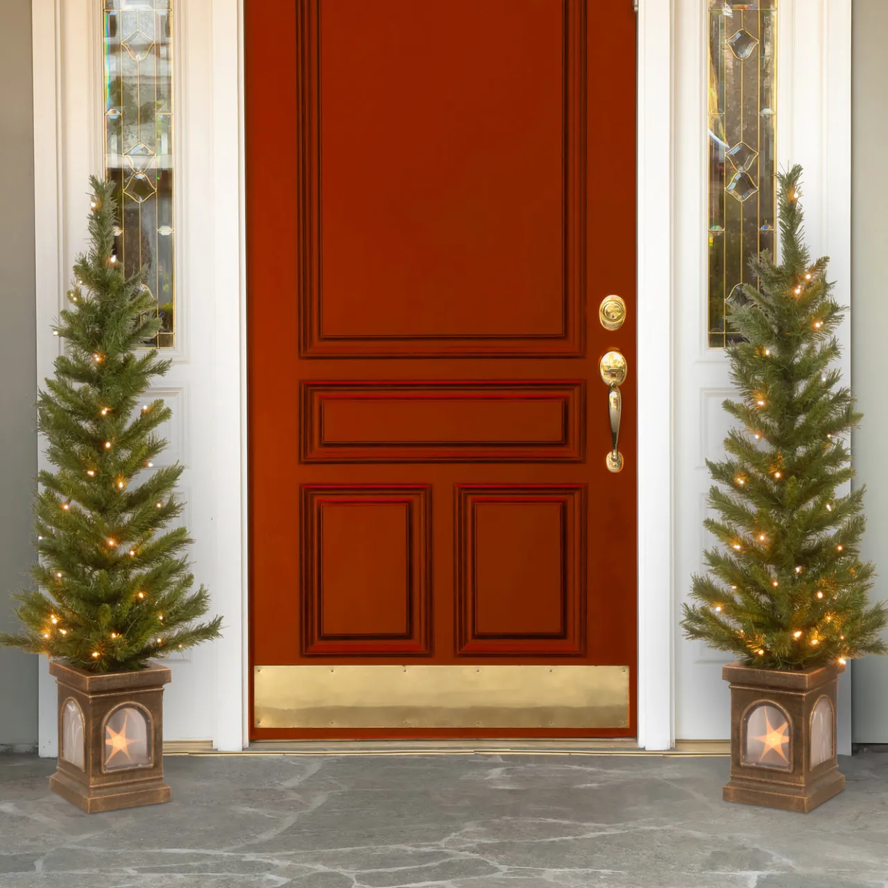 Sale National Tree Company 4 ft. Pre-Lit Leigh Valley Tree Set with Clear Lights