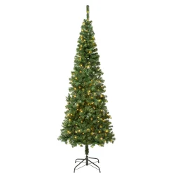National Tree Company 7.5 ft. Pre-Lit Linden Spruce Slim Tree with LED Lights