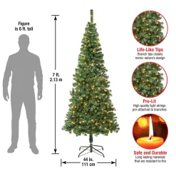 National Tree Company 7.5 ft. Pre-Lit Linden Spruce Slim Tree with LED Lights