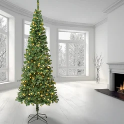 National Tree Company 7.5 ft. Pre-Lit Linden Spruce Slim Tree with LED Lights
