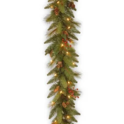 New National Tree Company 6 ft. Pre-Lit Long Needle Pine Cone Garland with Clear Lights