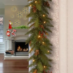 New National Tree Company 6 ft. Pre-Lit Long Needle Pine Cone Garland with Clear Lights