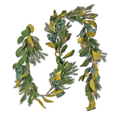 Outlet National Tree Company 9 ft. Pre-Lit Magnolia Mix Pine Garland with Warm White LED Lights