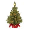 Clearance National Tree Company 2 ft. Pre-Lit Majestic Fir Tree with Clear Lights, Burgandy Base