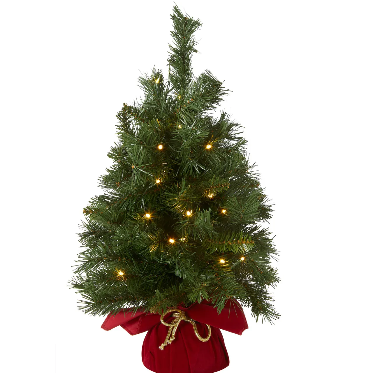 Best National Tree Company 2 ft. Pre-Lit Majestic Fir Tree with LED Lights, Red Base