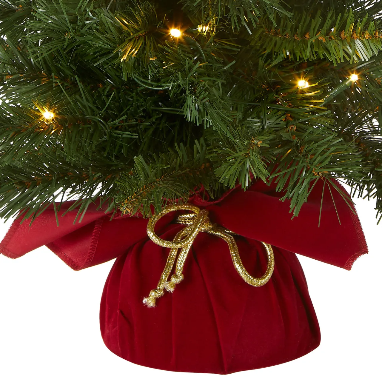 Best National Tree Company 2 ft. Pre-Lit Majestic Fir Tree with LED Lights, Red Base