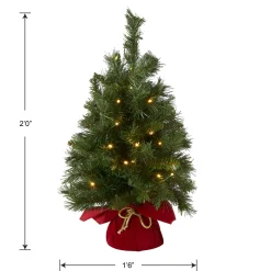 Best National Tree Company 2 ft. Pre-Lit Majestic Fir Tree with LED Lights, Red Base