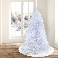 Outlet National Tree Company 6.5 ft. Pre-Lit Millville White Tree with PowerConnect Warm White LED Lights