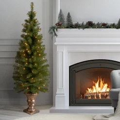 Clearance National Tree Company 5 ft. Pre-Lit Montclair Spruce Slim Tree with Clear Lights