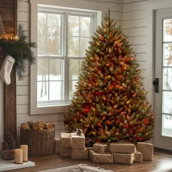 Sale National Tree Company 7.5 ft. Pre-Lit Natural Fraser Fir Tree with Multicolor Lights