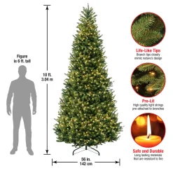Best National Tree Company 10 ft. Pre-Lit Natural Fraser Slim Fir Tree with Clear Lights
