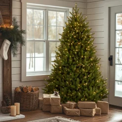 Sale National Tree Company 7.5 ft. Pre-Lit Natural Fraser Medium Fir Tree with Clear Lights